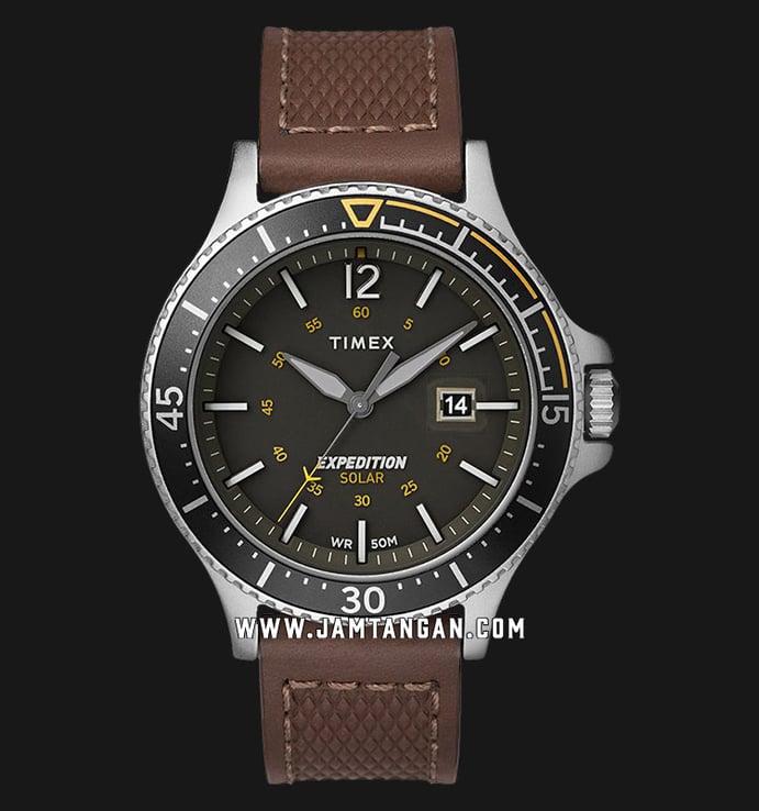 Timex TW4B15100 Expedition Range Solar Grey Dial Brown Leather Strap