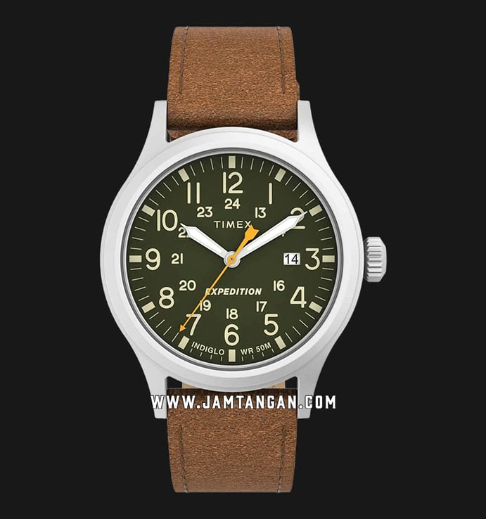 Timex Expedition Scout TW4B23000 Indiglo Green Dial Brown Leather Strap