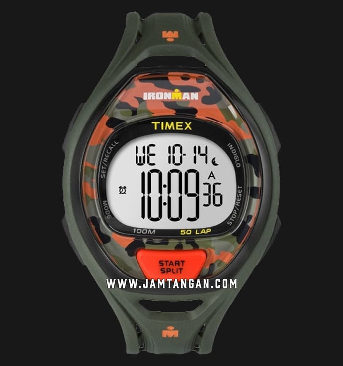 Timex Ironman Sleek TW5M01200 Chronograph Men Digital Dial Green Resin Strap