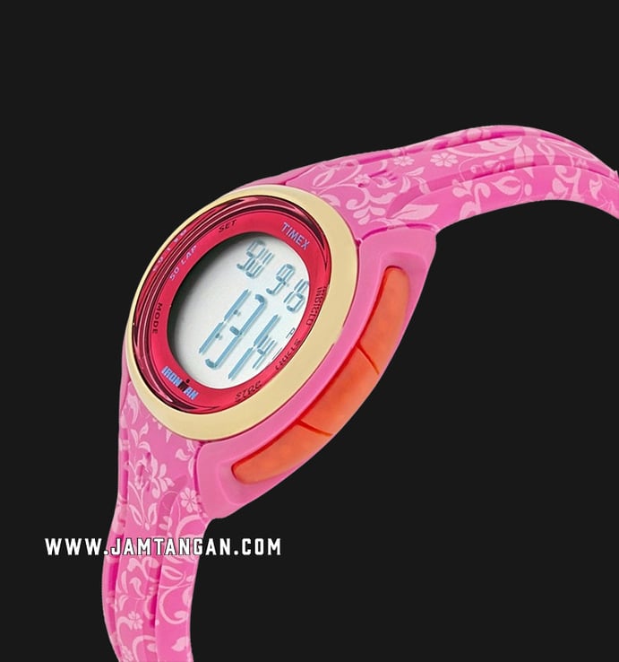 Timex Ironman Sleek TW5M03000 Ladies Digital Dial Pink Floral Resin Strap
