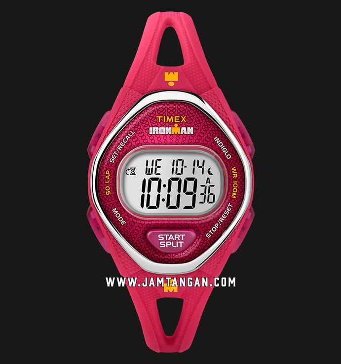 Timex Ironman Sleek TW5M10700 Ladies Digital Dial Pink Resin Strap