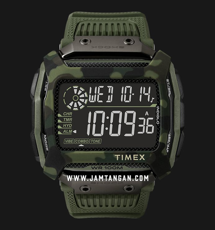 Timex Command Shock TW5M20400 Digital Dial Green Olive Rubber Strap