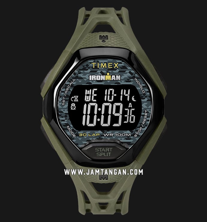 Timex Ironman TW5M23900Sleek 30 Digital Dial Green Olive Resin Strap