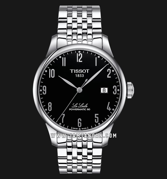 Tissot Le Locle Powermatic80 T006.407.11.052.00 Black Pattern Dial Stainless Steel Strap