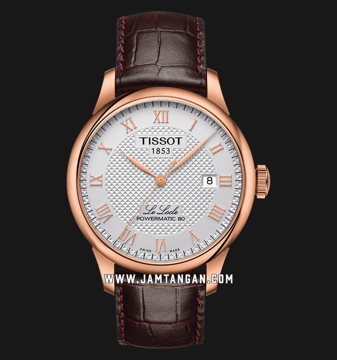 Tissot T-Classic T006.407.36.033.00 Le Locle Powermatic 80 Silver Dial Brown Leather Strap