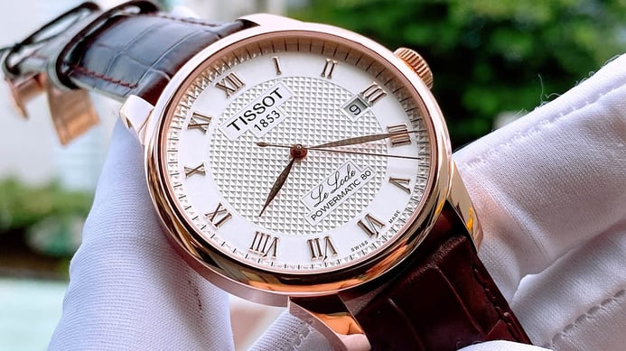 Tissot T-Classic T006.407.36.033.00 Le Locle Powermatic 80 Silver Dial Brown Leather Strap
