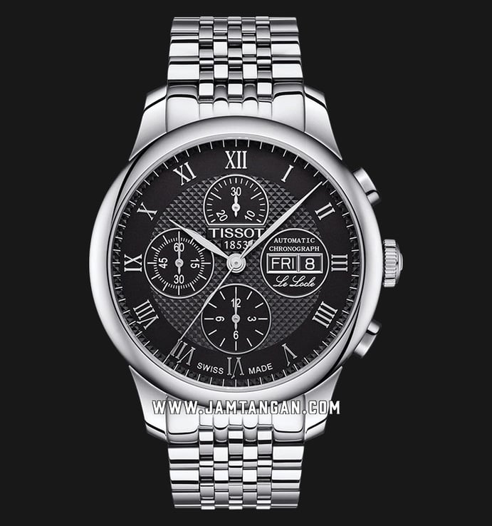 Tissot Le Locle Valjoux T006.414.11.053.00 Automatic Chronograph Black Dial Stainless Steel Strap