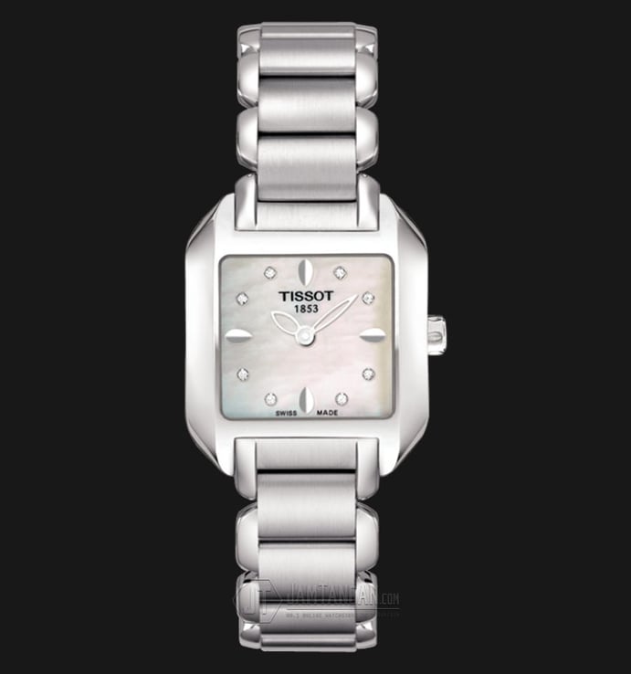 TISSOT T-Wave T02.1.285.74 Diamond Ladies Mother Of Pearl Dial Stainless Steel Strap