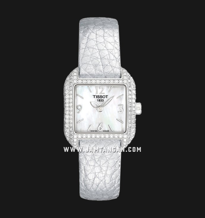 TISSOT T-Trend T02.1.475.82 Wave Diamond Ladies Mother Of Pearl Dial Silver Leather Strap