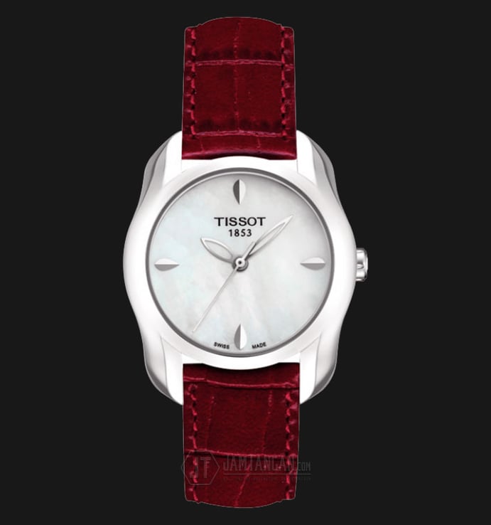 Tissot T-Wave Round Mother of Pearl Dial Red Leather T023.210.16.111.01
