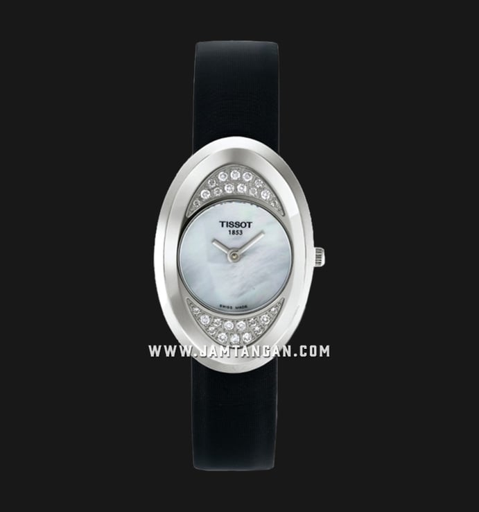TISSOT T-Lady Precious Stone T03.1.325.80 Trend Ladies Mother Of Pearl Dial Black Leather Strap