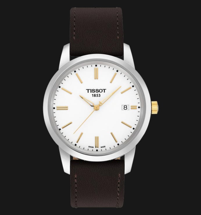 Tissot Classic Dream T033.410.26.011.01 White Dial Brown Leather Strap 