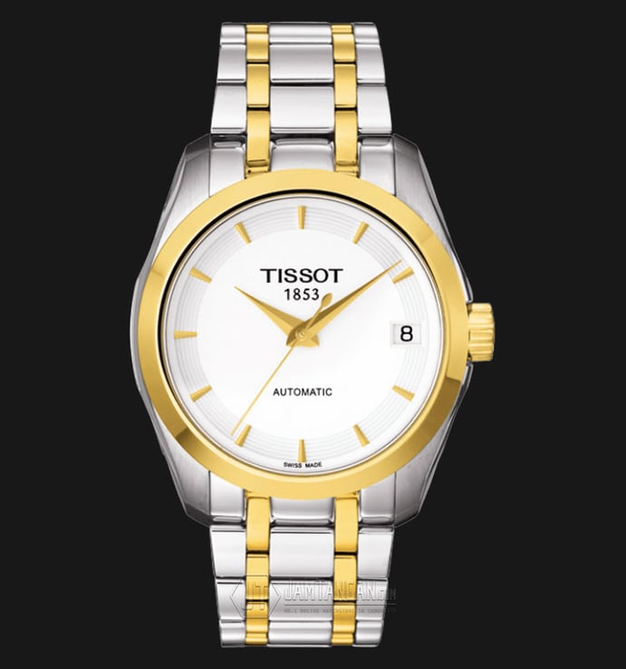 TISSOT T-Classic T035.207.22.011.00 Couturier Automatic Silver Dial Dual Tone Stainless Steel Strap