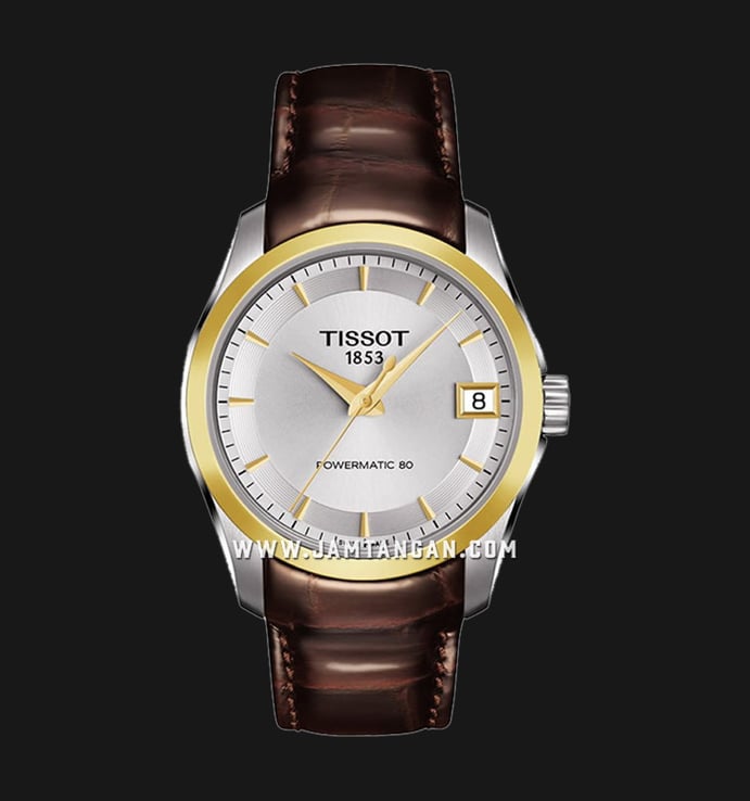 TISSOT Couturier T035.207.26.031.00 Powermatic 80 Silver Dial Brown Leather Strap