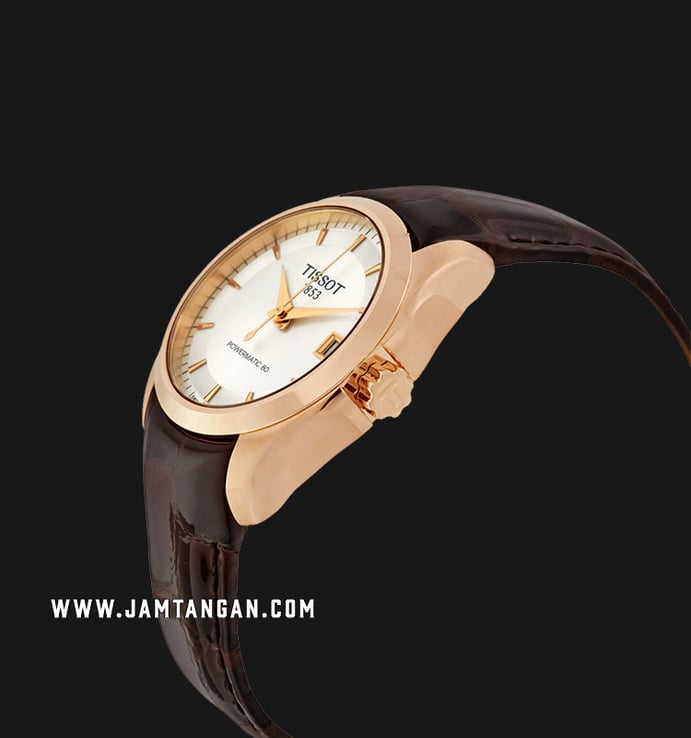 Tissot Couturier Powermatic 80 T035.207.36.031.00 Ladies Silver Dial Brown Leather Strap 