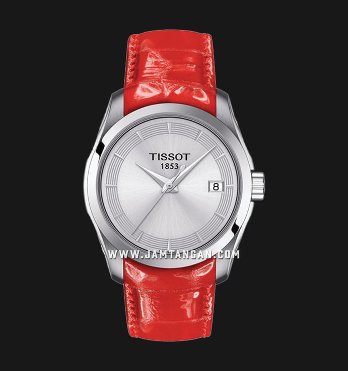 TISSOT Couturier T035.210.16.031.01 Silver Dial Red Leather Strap