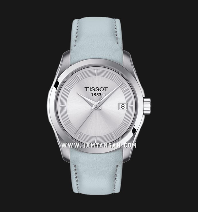 TISSOT Couturier T035.210.16.031.02 Silver Dial Light Blue Leather Strap