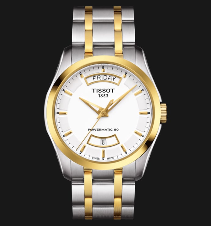 TISSOT T-Classic T035.407.22.011.01 Couturier Powermatic 80 White Dial Dual Tone Stainless Steel