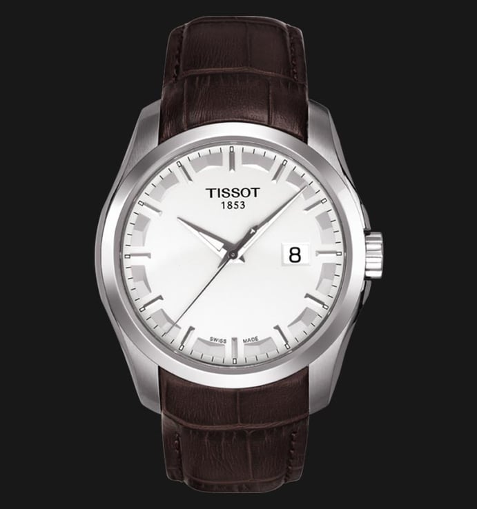 TISSOT T-Classic T035.410.16.031.00 Couturier Silver Dial Brown Leather Strap