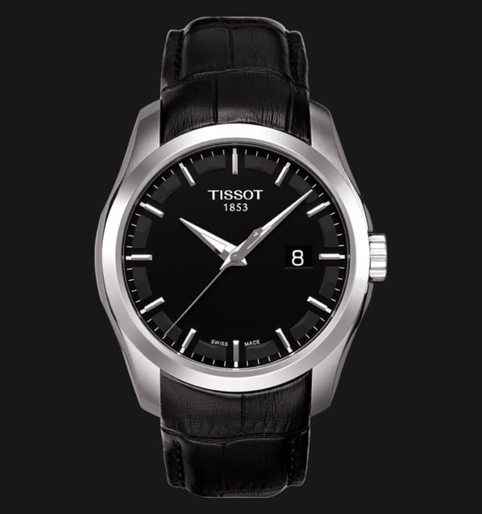 Tissot T-Classic T035.410.16.051.00 Couturier Black Dial Black Leather Strap