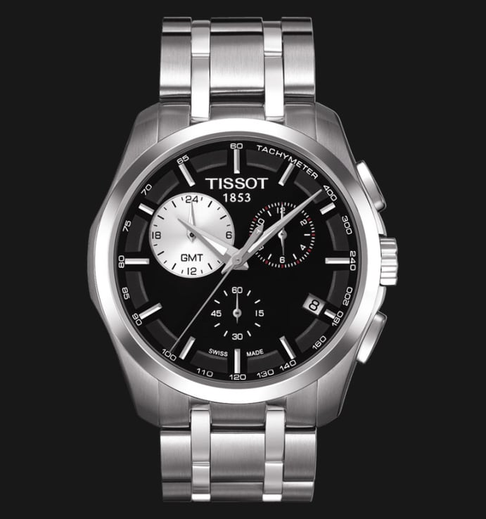 Tissot Couturier T035.439.11.051.00 GMT Chronograph Black Dial Stainless Steel Strap