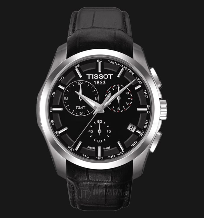 TISSOT Couturier T035.439.16.051.00 GMT Chronograph Black Dial Black Leather