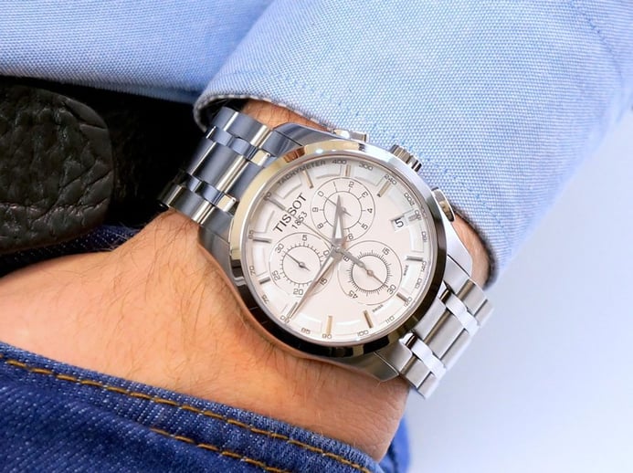 TISSOT T-Classic T035.617.11.031.00 Couturier Chronograph Silver Dial Stainless Steel Strap