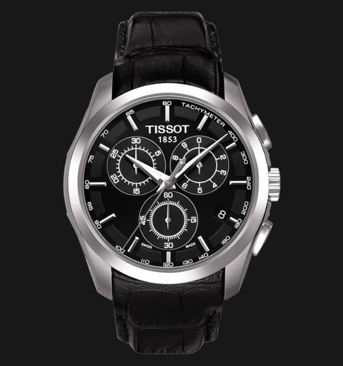 TISSOT T-Classic T035.617.16.051.00 Couturier Chronograph Black Dial Black Leather Strap