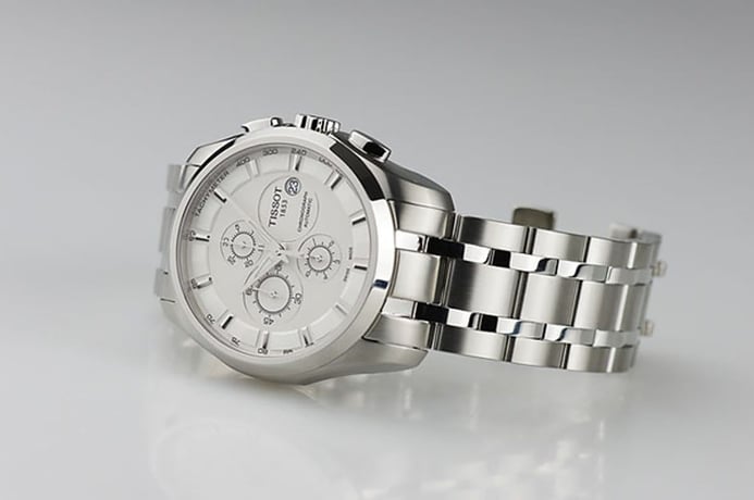 TISSOT T-Classic T035.627.11.031.00 Couturier Automatic Chronograph Silver Dial St. Steel Strap