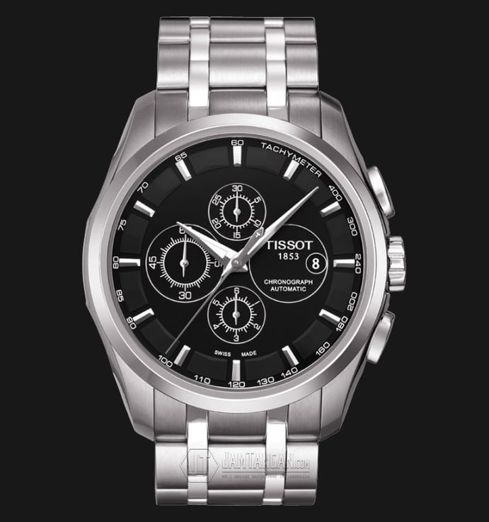 Tissot T-Classic T035.627.11.051.00 Couturier Automatic Chronograph Black Dial Stainless Steel Strap