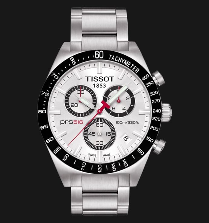 TISSOT PRS 516 T044.417.21.031.00 Chronograph Gent White Dial Stainless Steel Strap
