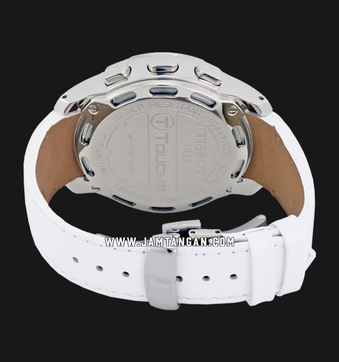 TISSOT T-Touch II T047.220.46.116.00 Mother of Pearl Digital Analog Dial White Leather Strap