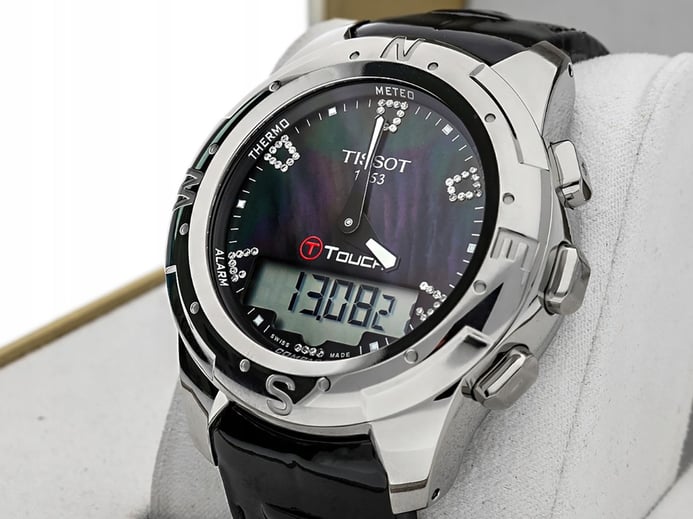 Tissot T-Touch II T047.220.46.126.00 Black Mother of Pearl Dial Black Leather Strap
