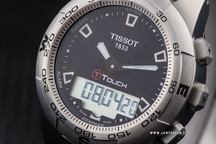 Tissot T-Touch II T047.420.11.051.00 Black Digital Analog Dial Stainless Steel Strap 