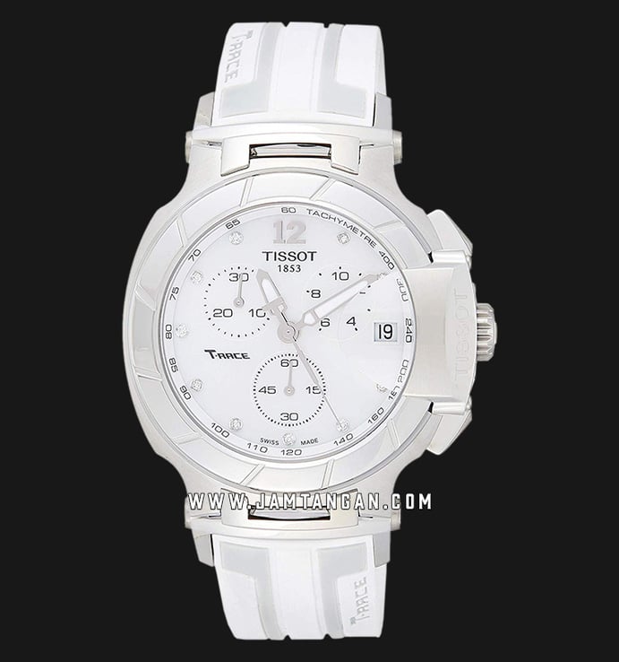Tissot T-Race T048.417.17.116.0 Chronograph Unisex Mother Of Pearl Dial White Rubber Strap