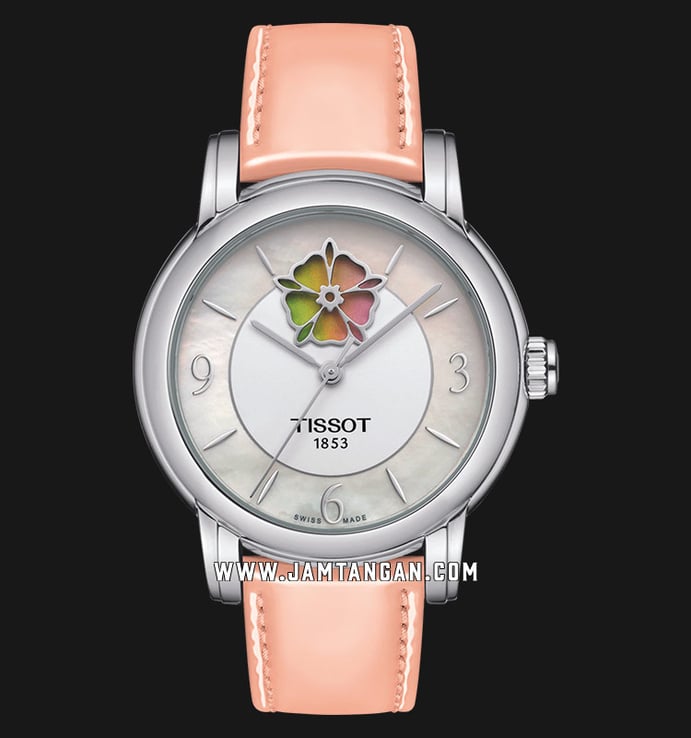Tissot T-Lady T050.207.16.117.00 Heart Flower Powermatic 80 Mother of Pearl Dial Pink Leather Strap