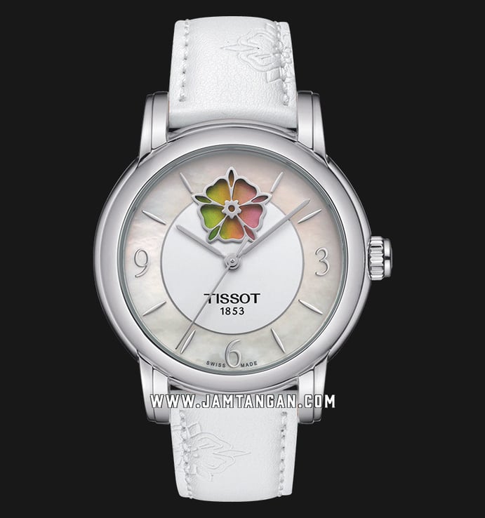 Tissot T-Lady T050.207.17.117.05 Lady Heart Flower Powermatic 80 Mother of Pearl Dial Leather Strap