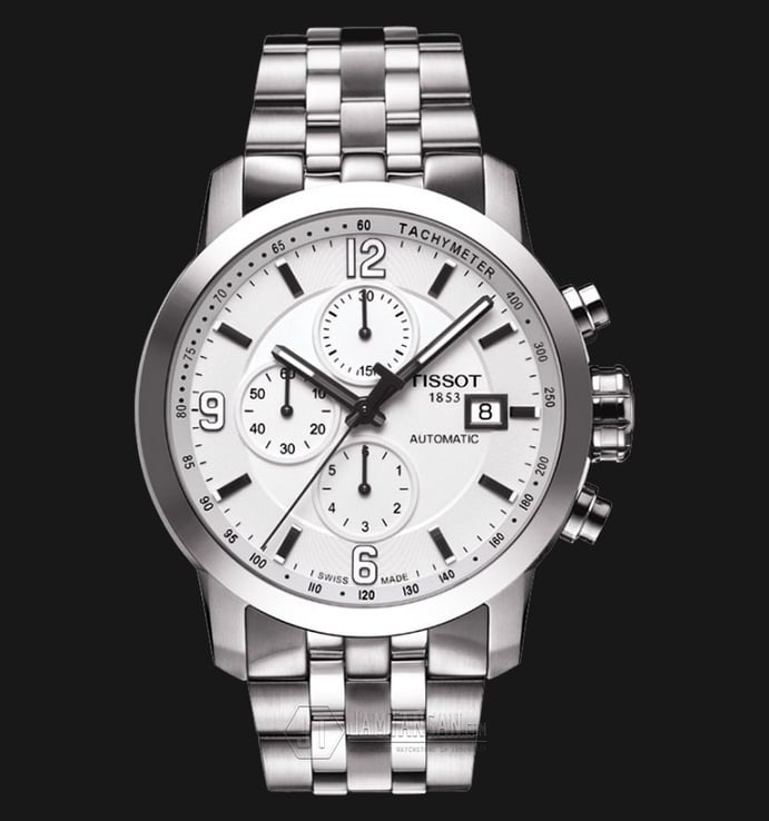 TISSOT T-Sport PRC 200 T055.427.11.017.00 Automatic Chronograph White Dial Strainless Steel Strap