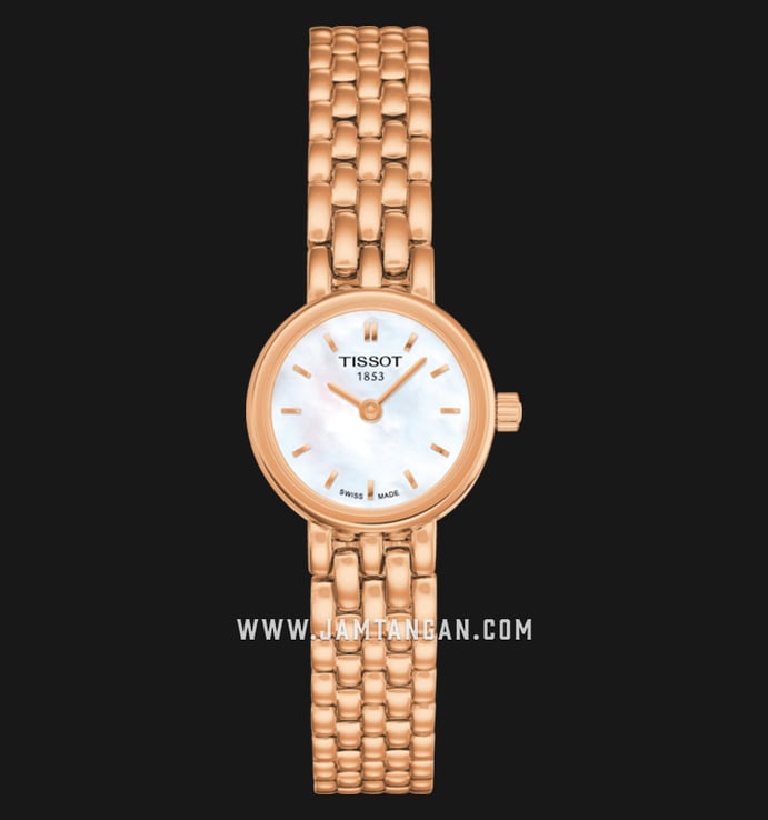 TISSOT T-Lady T058.009.33.111.00 Lovely White Mother of Pearl Dial Rose Gold Stainless Steel Strap