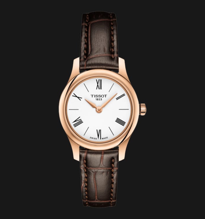 TISSOT T-Classic T063.009.36.018.00 Tradition 5.5 Lady Thin White Dial Brown Leather Strap