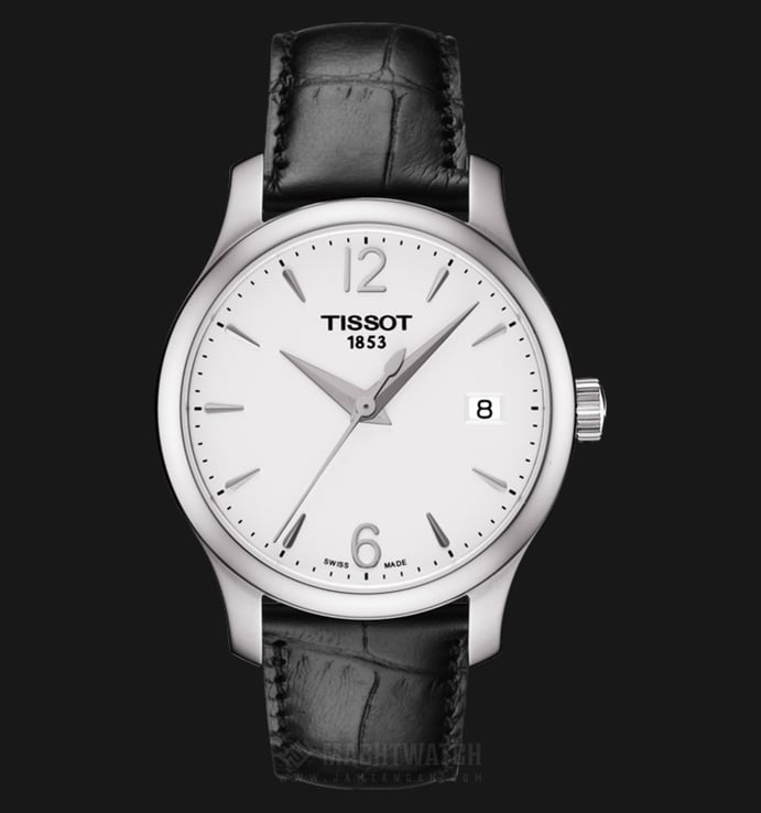 TISSOT Tradition T063.210.16.037.00 Silver Dial Black Leather Strap