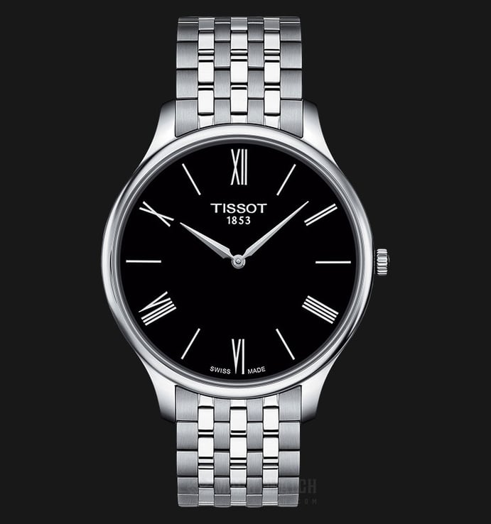 TISSOT T-Classic T063.409.11.058.00 Tradition 5.5 Thin Man Black Dial Stainless Steel Strap
