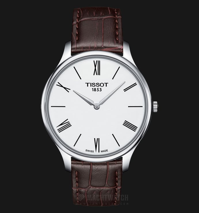 TISSOT T-Classic T063.409.16.018.00 Tradition Thin Man White Dial Brown Leather Strap
