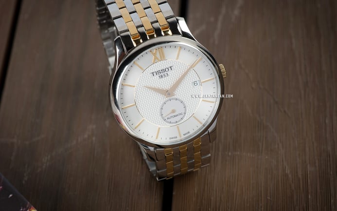 Tissot T-Classic T063.428.22.038.00 Tradition Automatic Silver Dial Dual Tone Stainless Steel Strap