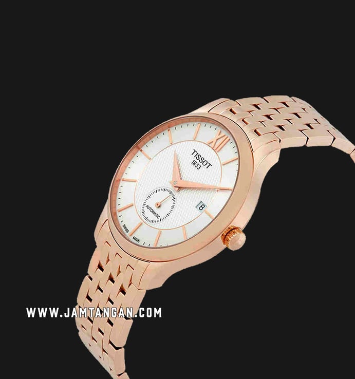 Tissot T-Classic T063.428.33.038.00 Tradition Automatic Small Second Rose Gold Stainless Steel Strap