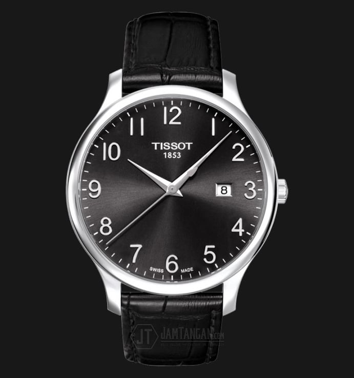 Tissot Tradition T063.610.16.052.00 Gent Black Dial Black Leather Strap 