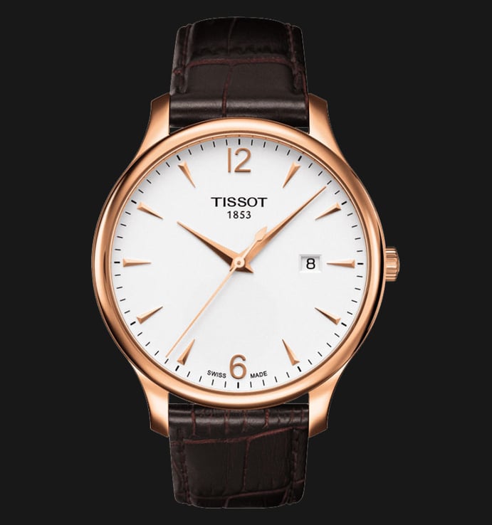 Tissot T-Classic T063.610.36.037.00 Tradition Gent White Dial Brown Leather Strap