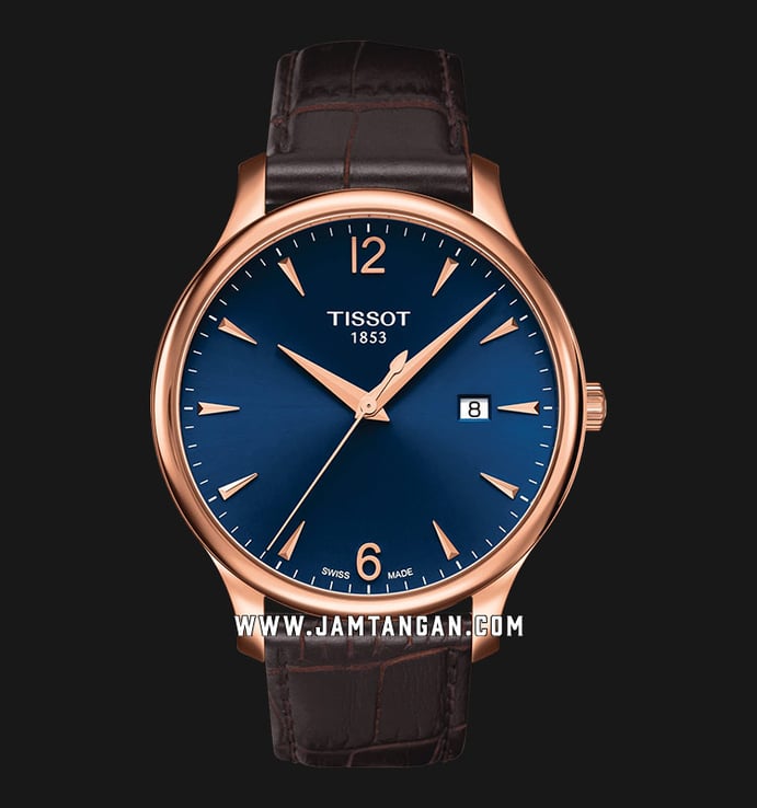 TISSOT T-Classic T063.610.36.047.00 Tradition Men Blue Dial Brown Leather Strap