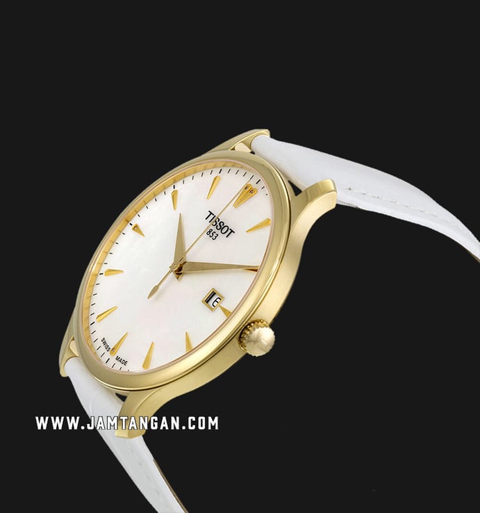 TISSOT T-Classic T063.610.36.116.00 Tradition Mother of Pearl Dial White Leather Strap