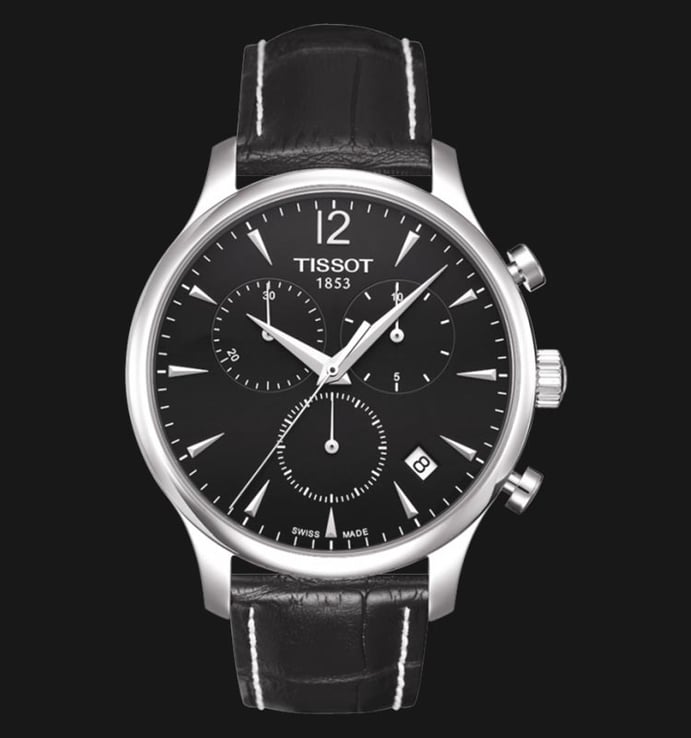 Tissot T-Classic T063.617.16.057.00 Tradition Chronograph Black Dial Black Leather Strap
